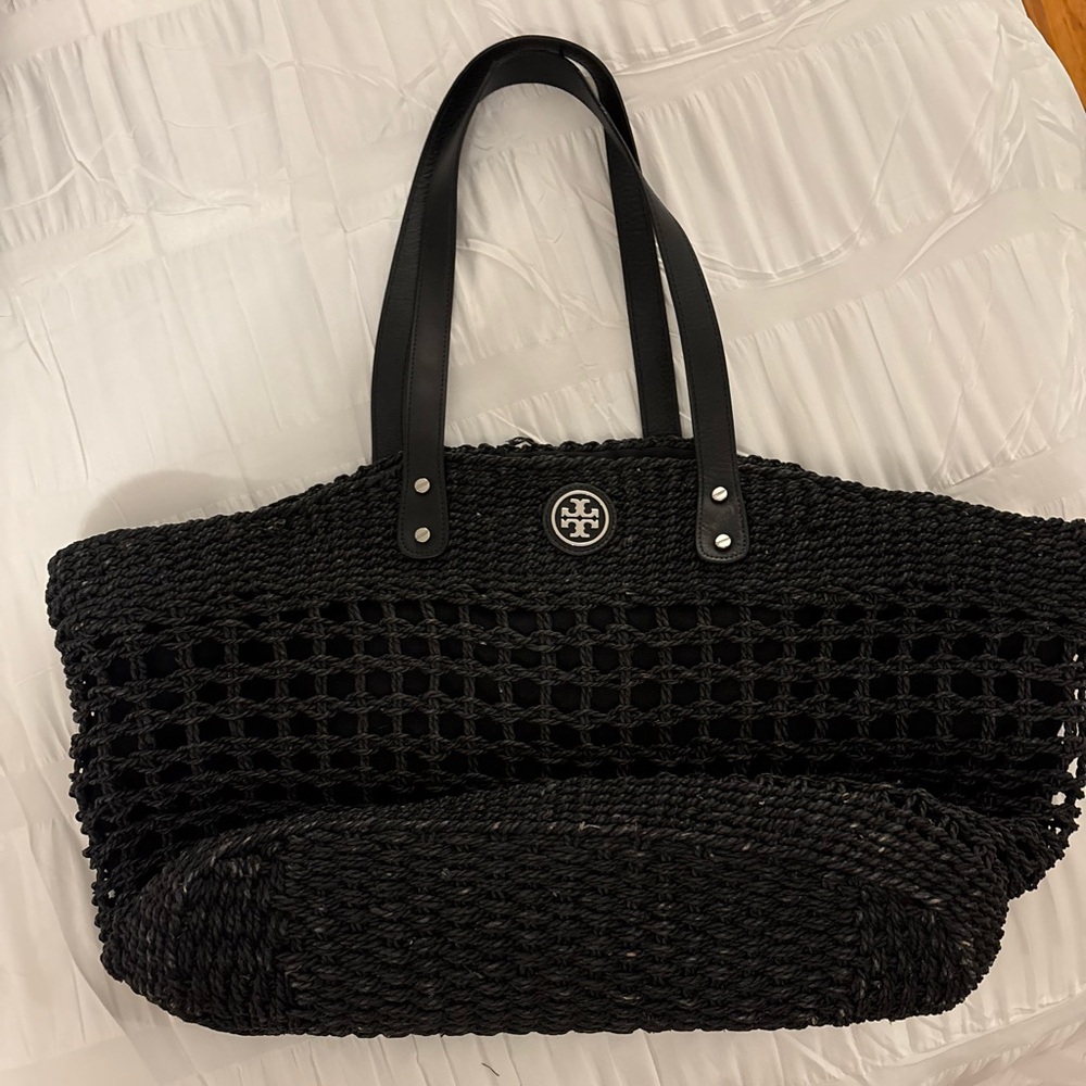 Tory Burch Black Woven Tote Bag